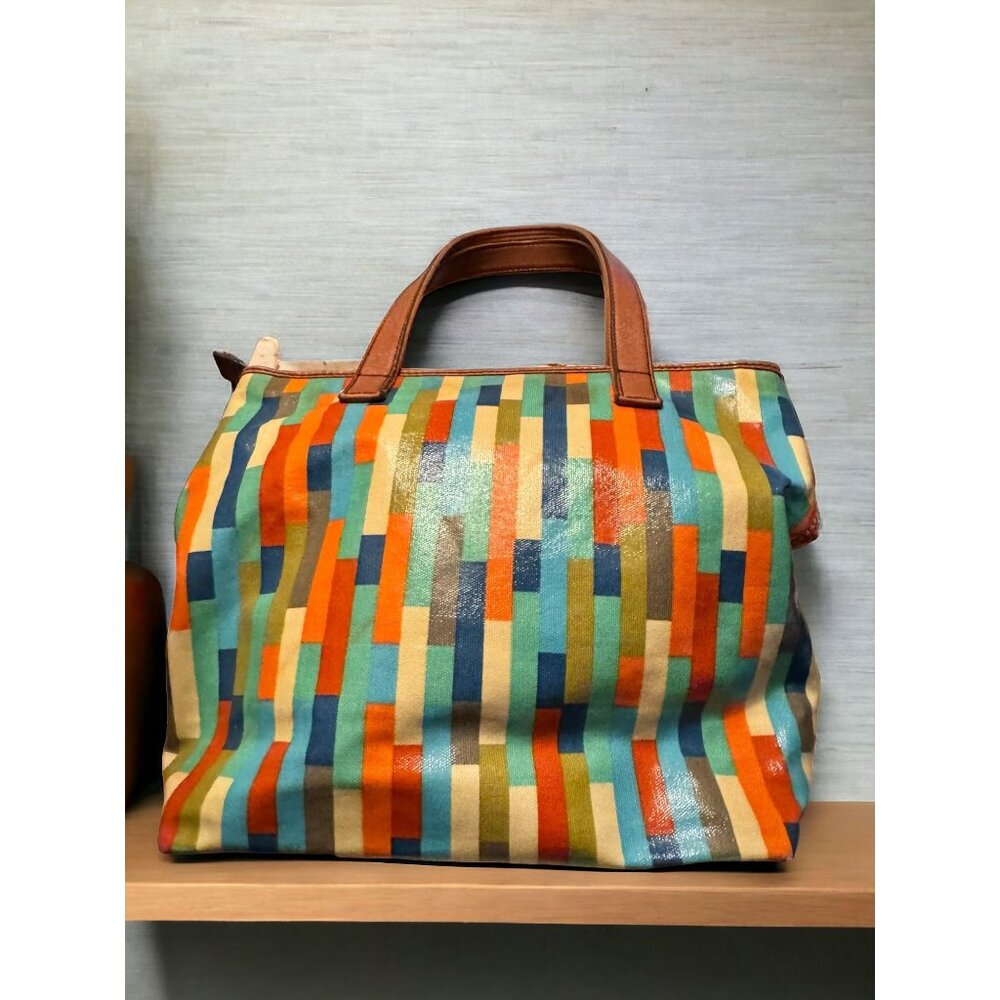 Fossil Multi-Color Stripe Coated Canvas & Leather… - image 4